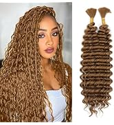Human Braiding Hair Mix Synthetic Boho Hair for Braiding, 20 Inch Deep Wave Bulk for Boho Braids ...