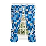 Universal Despicable Me 3 Minions Kids Room Window Curtain Panels with Tie Backs, 82' x 63', Blue