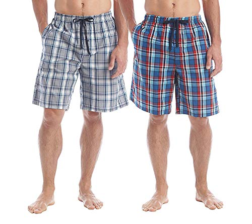 Hanes Men's Ultimate Woven Jams - 2 Pack, 4026A, Grey/Red Plaid, M