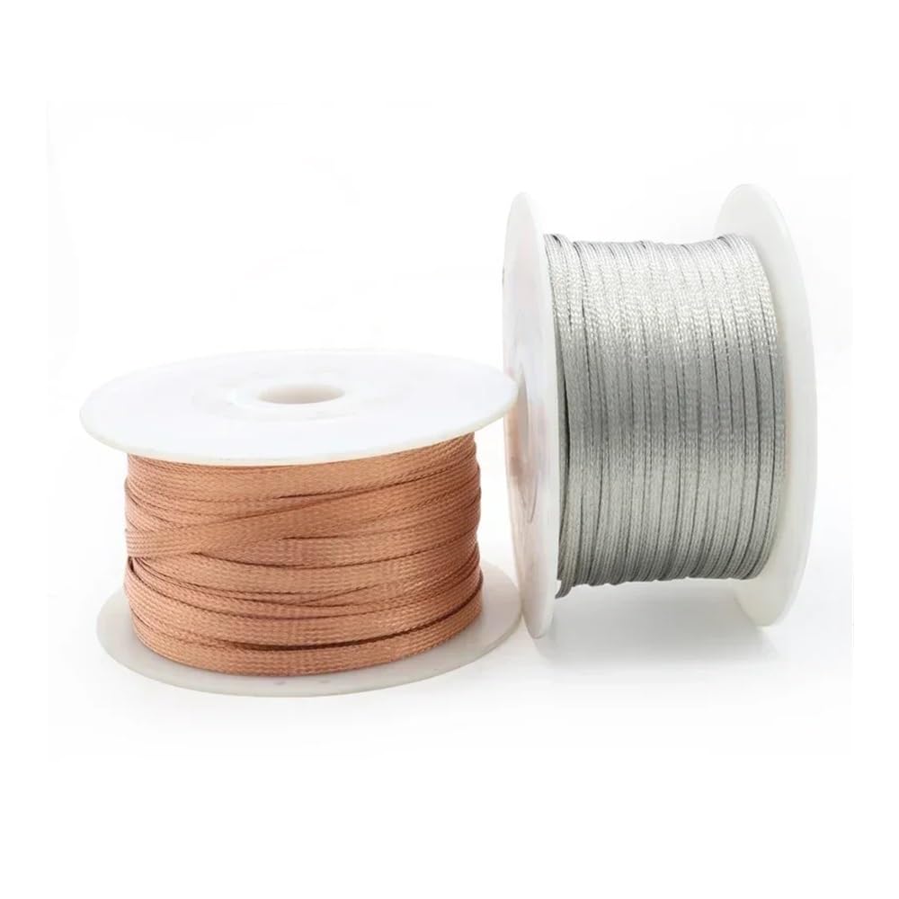 Tuleja pleciona miedziana 1/2/5 m, ocynkowana galwanicznie, 4~28 mm, rozszerzalna metalowa osłona do ekranowania kabli (czysta miedź, szerokość 28 mm_5 m)