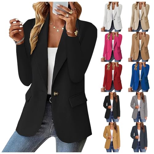 Women's Blazer Casual Bussiness Blazers Work Office Suit Jackets for Women Long Sleeve Lapel Solid Color Cardigan3