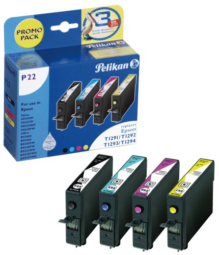 Preisvergleich Produktbild Pelikan P22 Druckerpatrone Promo Pack ersetzt Epson T129 540, 12 ml schwarz, 3 x 9 ml cyan / magenta / gelb