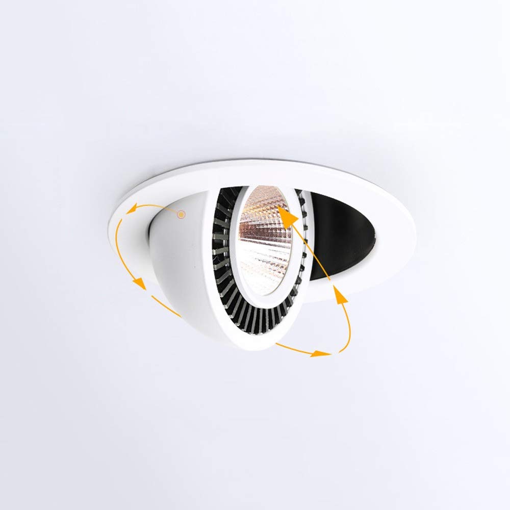 QYYZTQY 15 W Rotatable LED reflight Rected Sufit Down, 3000K biały okrągły panelu ścienna, ratowane energią o oszczędności energetycznej, oświetlenie dekoracji sypialni w łazience FI (kolor: czarny,