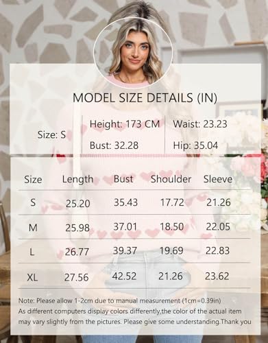 Image of Alsol Lamesa Women's Fall Pullover Sweaters Cute Hearts Long Sleeve Crewneck Casual Knitted Sweaters, X-Large