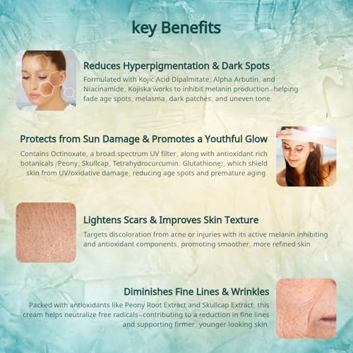 Image of SKINSKA NATURALS Kojiska Skin Brightening and Radiant Cream 20g with 2% Kojic Acid, Arbutin & Glutathione - Reduce Pigmentation, Scars, Melasma, Wrinkles & Dark Spots, Face Cream for Men /Women (Pack of 2)