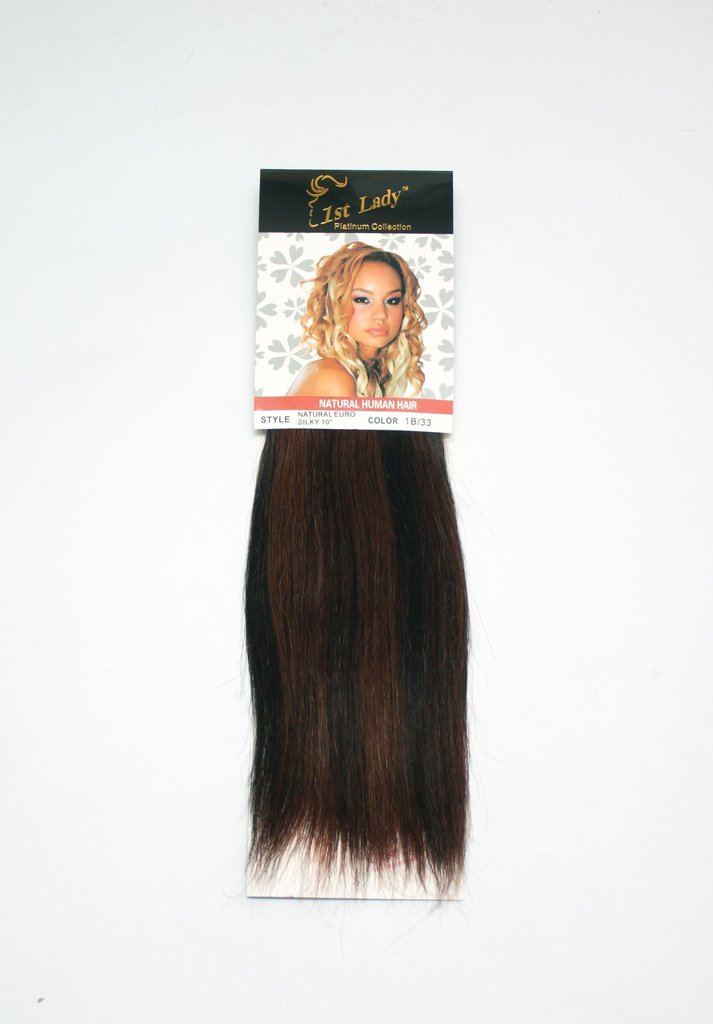 1st Lady 10 inch Natural Euro Silky Straight Human Hair Weave Weft 80g (#p1b-33)
