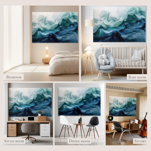 Image of Soon Global Acoustical Wall Panels, 72 X 48 Inches Art Acoustic Panels, Decorative Acoustic Panels, Acoustic Wall Panels, Sound Absorbing Wall Art, Aqua Dreams