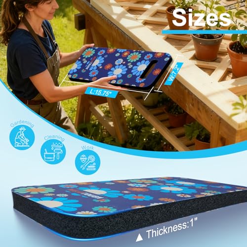 Image of MELOTOUGH Garden Kneeling Pad, 1 inch Thick Soft NBR Foam Kneeling Pads for Gardening, Cleaning, Work - Lightweight & Comfortable, 15.75 inchx7.2 inch (Blue Flower)