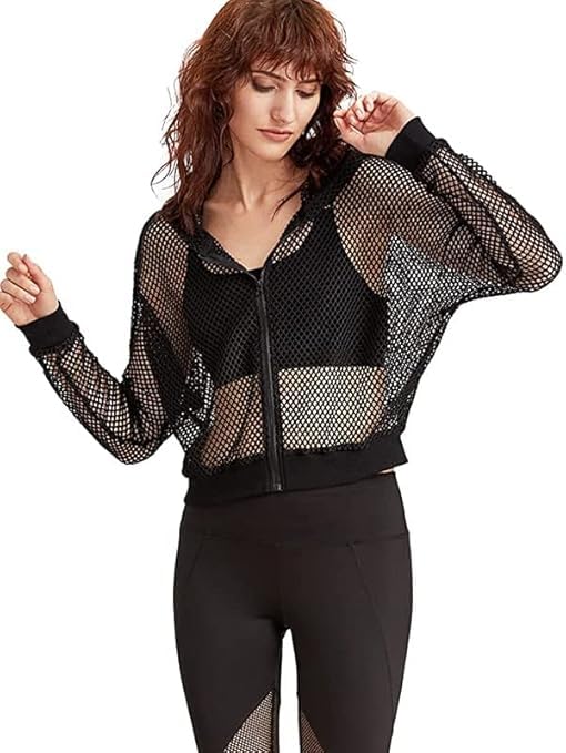 Women’s Summer Lightweight Zip Up Mesh Bomber Jacket – Long Sleeve Breathable Casual Crop Jacket for Women-picture-45
