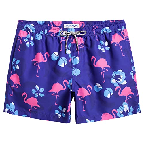 Image of maamgic Mens Swim Trunks 5 inch Quick Dry Beach Shorts Bathing Suits with Mesh Lining Pockets Flamingos X-Small