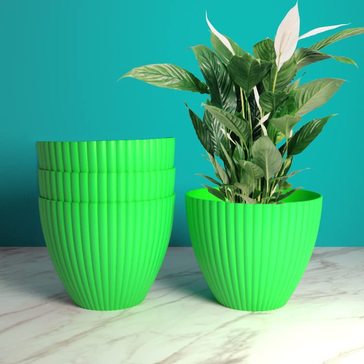 POWER PYE ELECTRONICS PPYE Plastic Flower Pot | Panter | Thick line Design 12 inch Size (Pack of 4) 500gm Each heaviest Planter in Segment (Green) (B09P15GSM5) Amazon Price History, Amazon Price Tracker