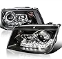 Spec-D Tuning LED Black Projector Headlights Compatible with 1999-2005 VW Jetta/Bora Mk4, Left + Right Pair Headlamps Assembly