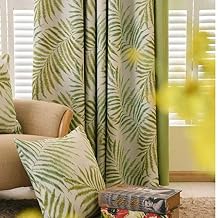 MYRU 1 Pair Pastoral Palm Tree Blackout Curtains,Tropic Window Draperies,Nice Room Decor,Green Leaves, 2 x 47x84 Inch