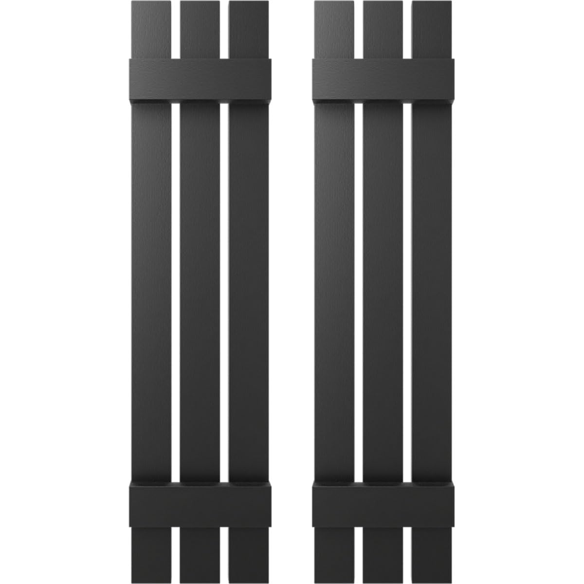 builders edge 12 in. w x 43 in. h builders edge, standard three board spaced, board-n-batten shutters, includes matching installation spikes (per pair), 002 - black