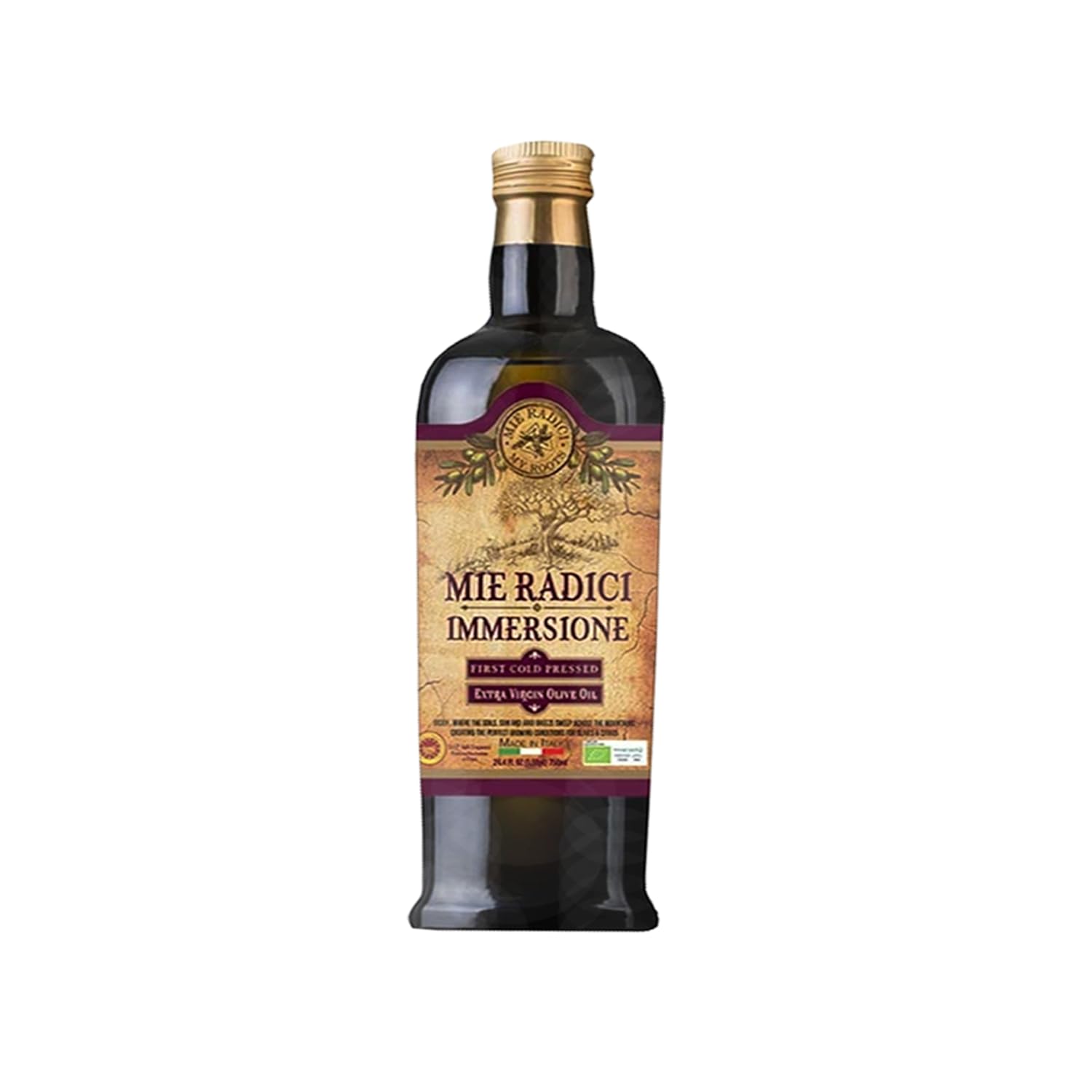 Mie Radici Immessione D.O.P.Certified, Organic - First Cold Pressed Extra Virgin Olive Oil | Made From Superior Sicilian Olives | Unfiltered Fruity