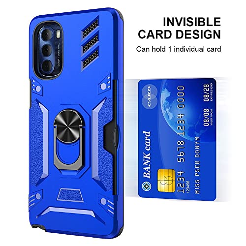 Image of Military Grade Phone Case with Ring Card Holder for Moto G Stylus 5G 2022 - Shockproof Case with Screen Protector and Belt Clip for Motorola Moto G Stylus 5G 2022(Blue)
