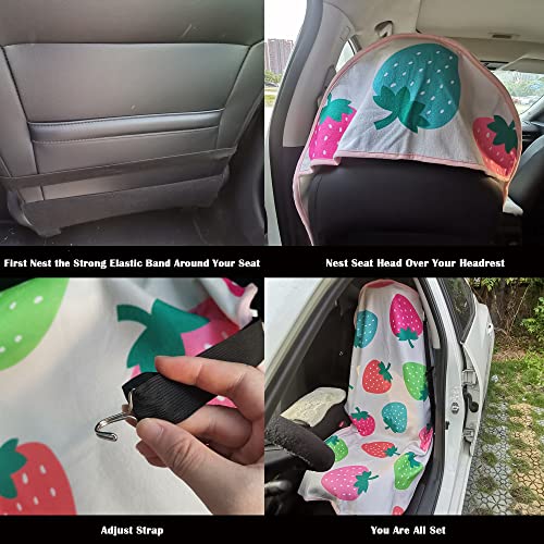 Image of Car Seat Cover Protector Front Seats,for Gym Workout,Running,Swimming,Beach and Hiking,Waterproof Sweat Towel Bucket Seat Covers for Cars SUV Trucks (Strawberry, 1Pcs)