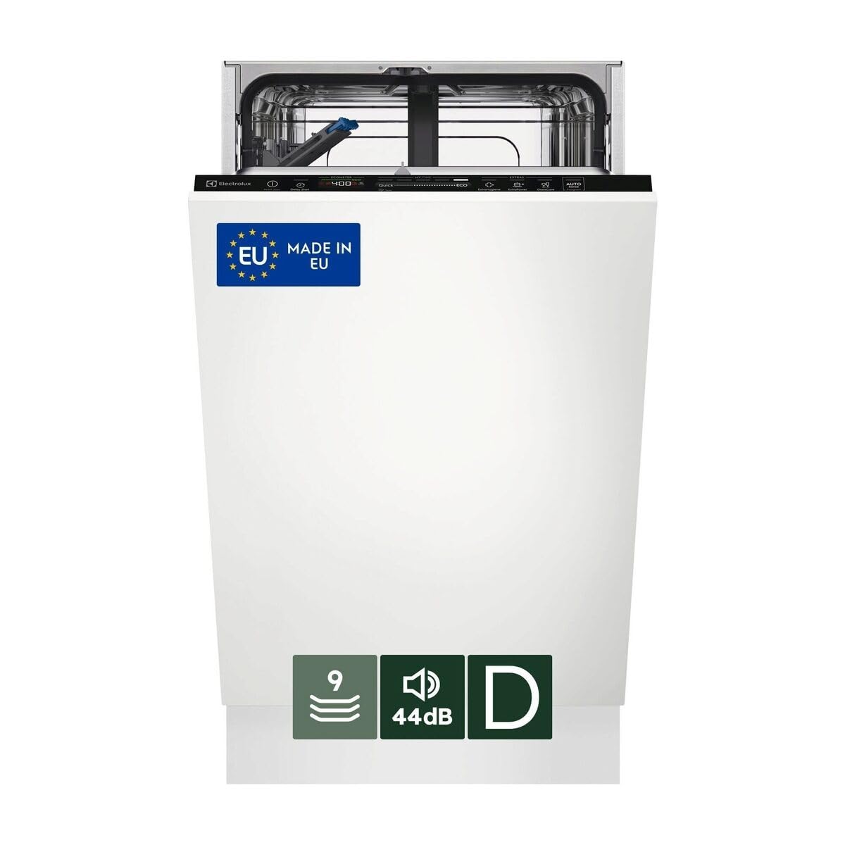 Electrolux 700, lavastoviglie da incasso totale EEG62310L, 9 coperti 45 cm, GlassCare, QuickSelect, Mulinello satellitare, Tecnologia AirDry,Silenzio 44(dB) [Classe di efficienza energetica D]