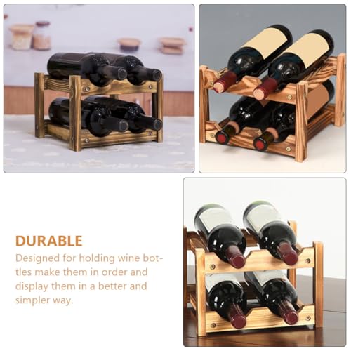 Étagère à bouteilles double niveau BESPORTBLE en bois pour optimiser l'espace de table - 8