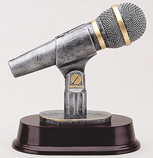 Etch Workz Resin Microphone Trophy - Perfect Award for Guest Speaker, Announcer, Promoter, DJ, or Singer - Free Personalized Name Plate
