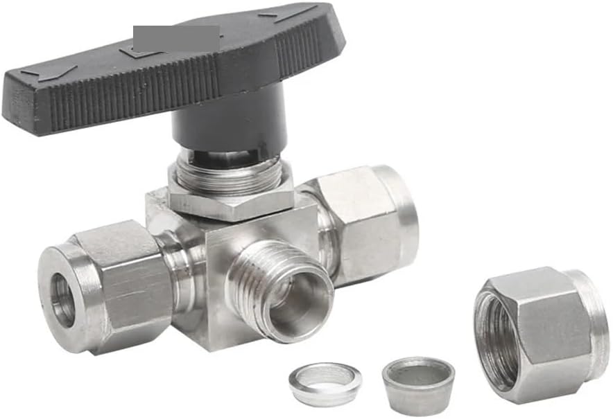 Fit 1/2&#34; OD Tube Tee L-Port Ball Valve Compression Union 304 S