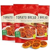 MIJOMA Tomato Bread - Knuspriges Ofenbrot mit Tomaten, vegan & herzhaft gewürzt, als Snack oder Beilage zum Grillen, 3 x 150g