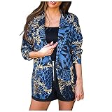 Tops pour Les Femmes Élégantes Dessus De Tuniques Lin Plus Les Blouses De Taille Sexy Tees Sèches Rapides Femmes Qipao Top Veste À Col De Tunique Cardigan Coton Cool Femmes Mode (Blue, XXXL)