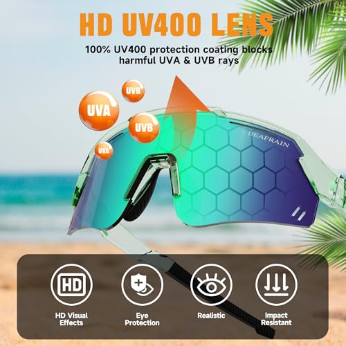 DEAFRAIN Kids Sport Sunglasses Youth Baseball Sun Glasses Polarized Cycling Softball Glasses for Boys Girls Age 7-142