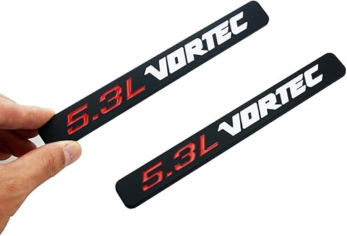 VORTEC - 2 emblemas para capó de 5.3 litros, placa de identificación de repuesto para Silverado (negro, rojo y blanco)