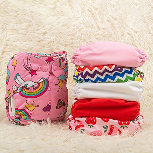 image for Babygoal Cloth Diaper Cover for Girls,Baby Adjustable Reusable Covers 