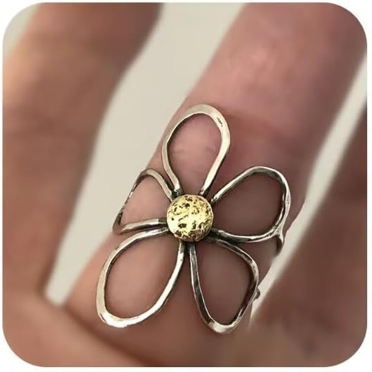 Vintage Hollow Daisy Flower 925 Sterling Silver Adjustable Open Ring for Women Hypoallergenic Promise Wrap Finger Band Open Expandable Wedding Statement Finger Rings