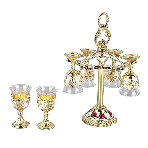 ICRPSTU Copo de cafetão, cores requintadas, 6 peças, cálice de metal com padrão em relevo para festa