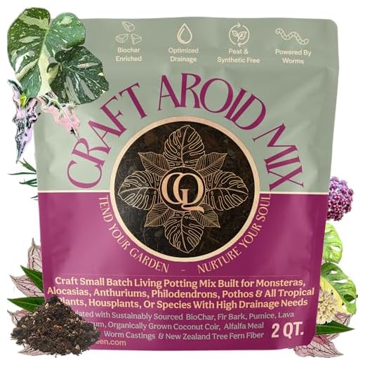 Grow Queen Craft Aroid Potting Mix- Elite Alocasia, Philodendron, Monstera Soil Mix, Chunky, Well Draining Potting Soil for Indoor Plants, All Tropical Plants & Houseplants, Synthetic & Peat Free 2QT