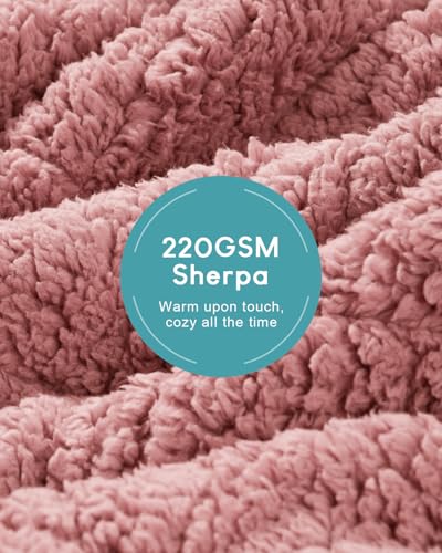 Image of Cottonblue Jacquard Weighted Blanket 15 lbs for Adults Twin Size, Ultra Soft Sherpa Fleece Blanket for Relax and Sleep, Cozy Comfort Heavy Bed Blankets with Glass Beads, 48x72 Inches, Apricot Pink