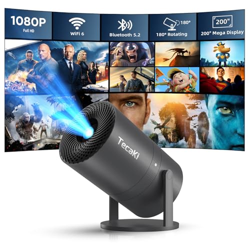 Image of [Built-in Apps]Mini Portable Projector with WiFi and Bluetooth, Movie projector 1080P HD Supported, Auto Keystone Correction, 180 Rotatable, Compatible with TV Stick, HDMI, USB,Laptop(Grey)