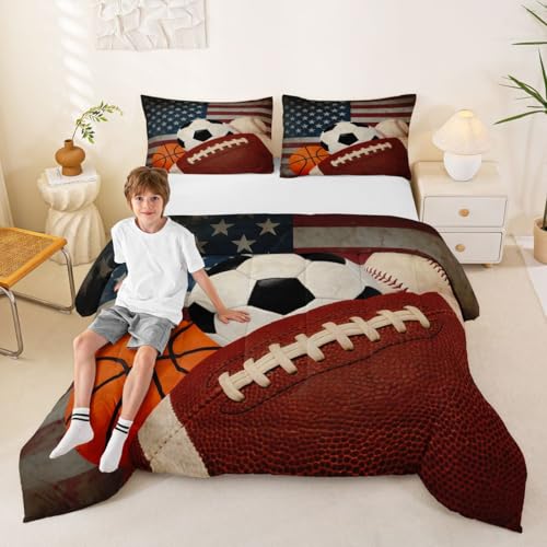 Image of Feelyou Boys Sports Comforter Set Full Size for Kids Boys Girls