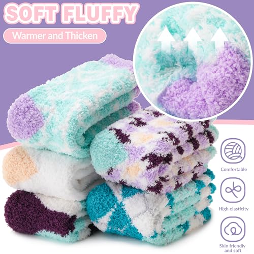 Image of Fuzzy Slipper Socks Thick Fluffy Warm Winter Cozy Plush Soft Sleep Home Socks for Women Men