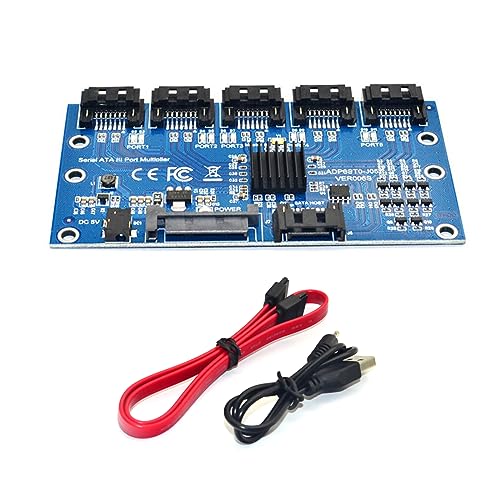 TECKEEN 5 Devices Connect PCI Express Expansion Card, 1 to 5 Port SATA3.0 Expansion Card Extender Riser Adapter