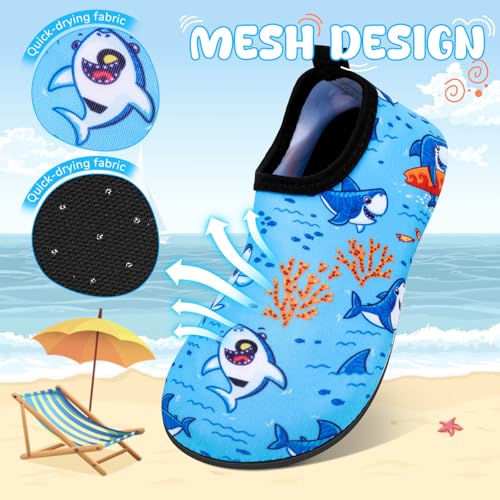 Image of Kids Boys Girls Swim Water Shoes, Toddler Kids Swim Water Shoes Non-Slip Quick Dry Beach Shoes,Barefoot Sports Shoes Aqua Socks for Beach Outdoor Sports