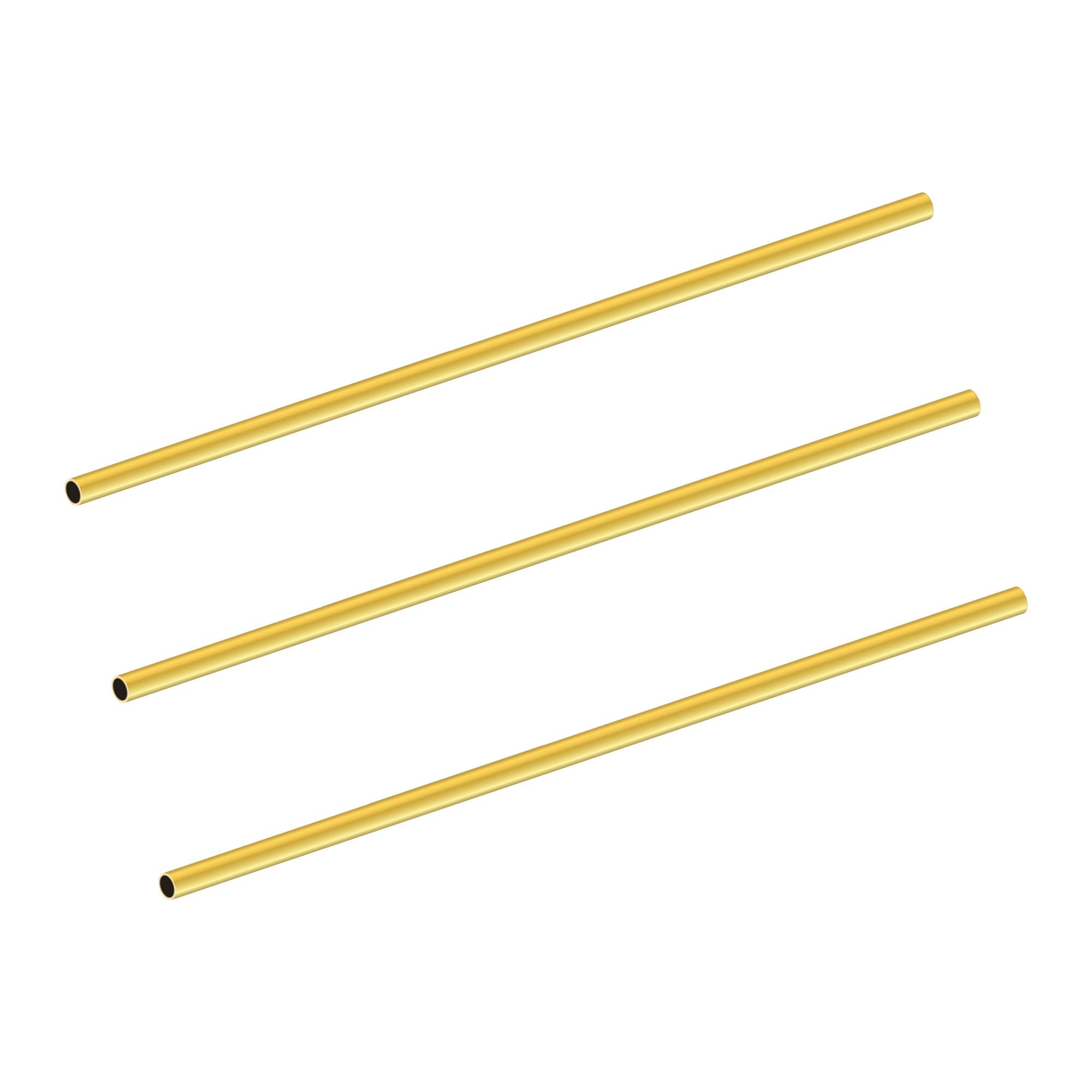 LAVMHAB Round Brass Tube 2.5mm OD x 0.2mm Wall Thickness x 200mm Length, Seamless Round Brass Pipes Tubing for DIY Craft (3 Pcs)