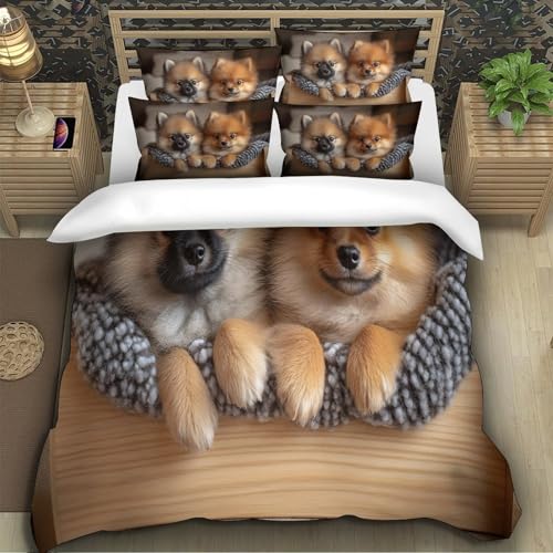 Housse de couette caniche 200x200 parure lit microfibre - 5
