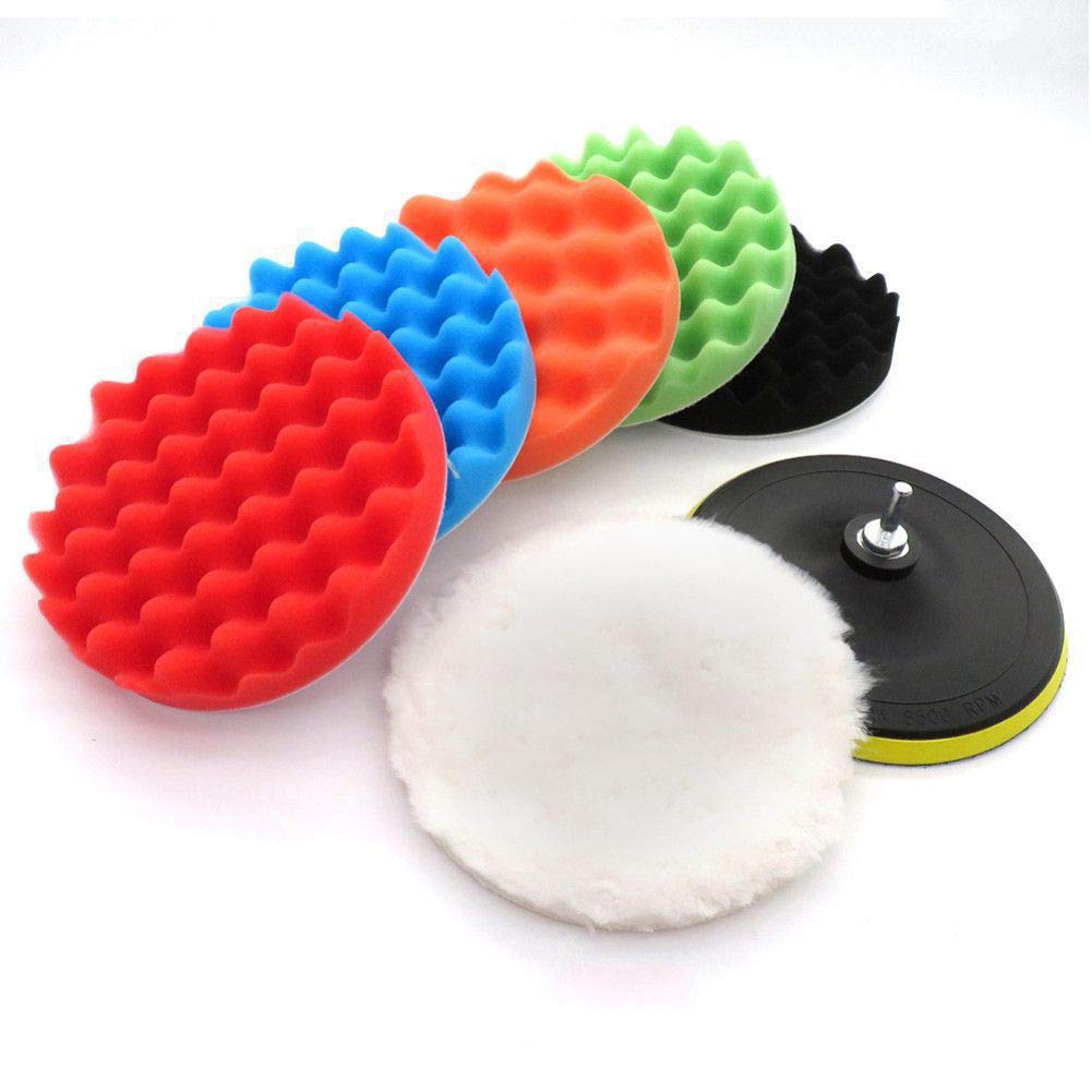 Kit éponge lustrage 7 pouces pour polisseuse de voiture et ponçage (7 pièces)