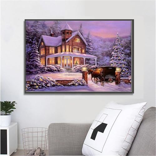 Broderie Diamant Paysage de Neige pour Décoration Murale Salon Kit 5D Grand Format 80x120