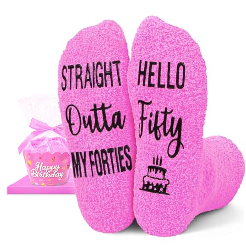 Image of HAPPYPOP 50TH Birthday Gifts - Women Her Bday Socks Man, 50 Year Old Gift Ideas for Female