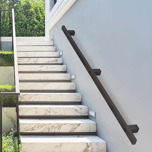 Rampe de sécurité antidérapante en fer forgé noir 90 cm avec tige de support murale