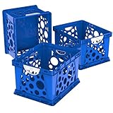 Storex Large Storage and Filing Crate with Comfort Handles, 17.25 x 14.25 x 10.5 Inches, Blue/White, Case of 3 (STX61767U03C)