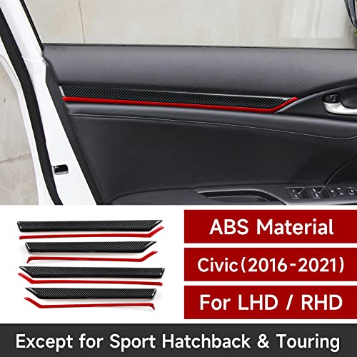 Image of Front /Rear Doors Decor Strips Trim Decals for 2016-2021 Honda Civic 10th Gen Accessories ABS Carbon Fiber Stickers, Except for Sport /Hatchback /Touring