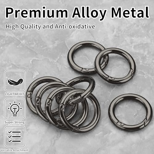 Image of Gkeygo Key Ring Clip, 1 Inch Keychain Rings, 8 Pack Round Carabiner Clip for Keys, Buckle, Bags, Purses - Key Chain Hooks Replacement Keychains Lanyard DIY Crafts, Gunmetal