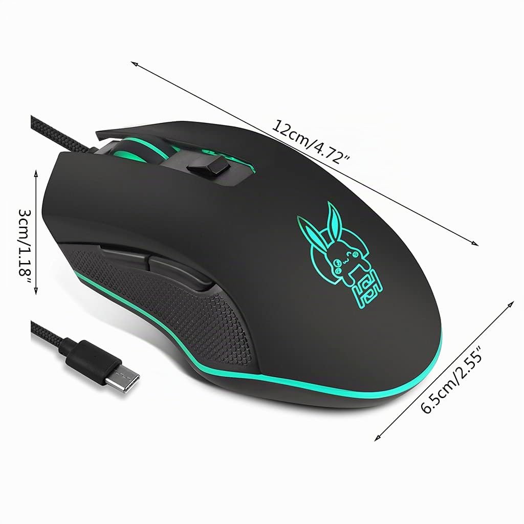 USB C Gaming Regolabile DPI 800-2400 Mouse Luce per PC Computer Portatile per Ufficio