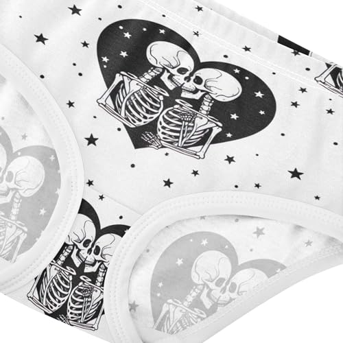 Skeletons Black Hearts Stars White Girl Panties Cute Toddler Girls Underwear Cotton Artistic Briefs Kids Undies 2t4